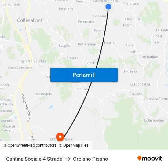 Cantina Sociale 4 Strade to Orciano Pisano map