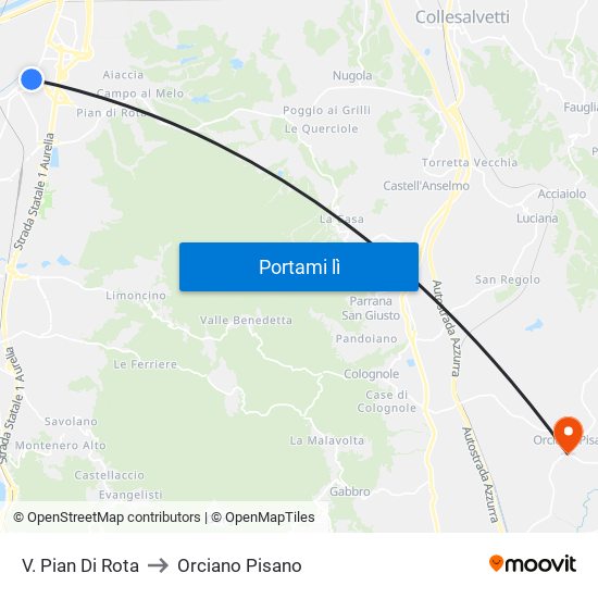 V. Pian Di Rota to Orciano Pisano map