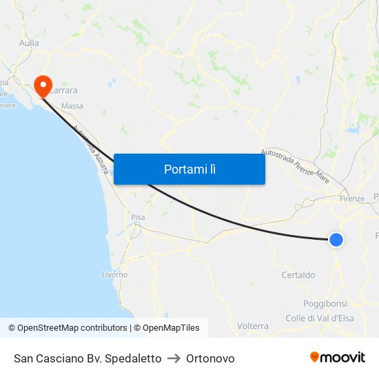 San Casciano Bv. Spedaletto to Ortonovo map