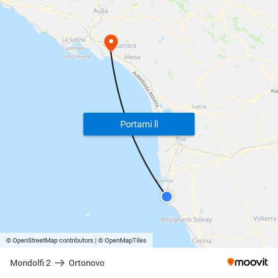 Mondolfi 2 to Ortonovo map