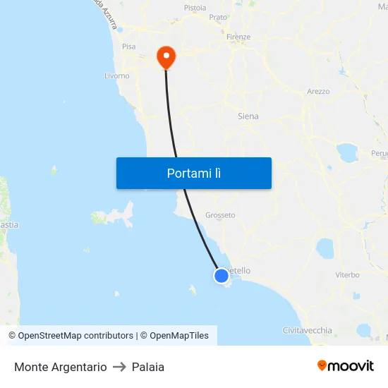 Monte Argentario to Palaia map