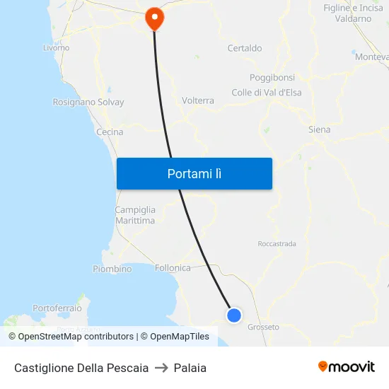 Castiglione Della Pescaia to Palaia map