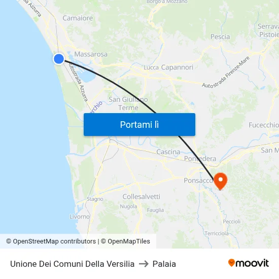 Unione Dei Comuni Della Versilia to Palaia map