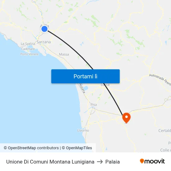 Unione Di Comuni Montana Lunigiana to Palaia map