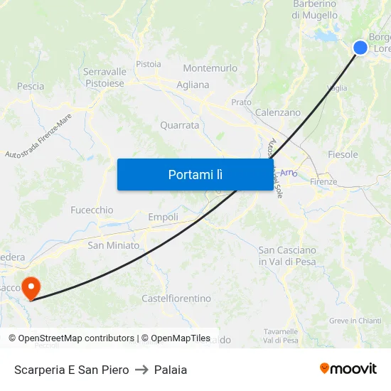 Scarperia E San Piero to Palaia map