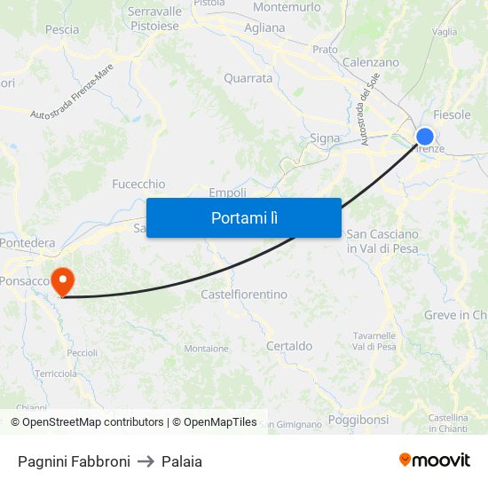 Pagnini Fabbroni to Palaia map