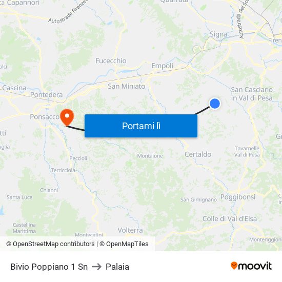 Bivio Poppiano 1                 Sn to Palaia map