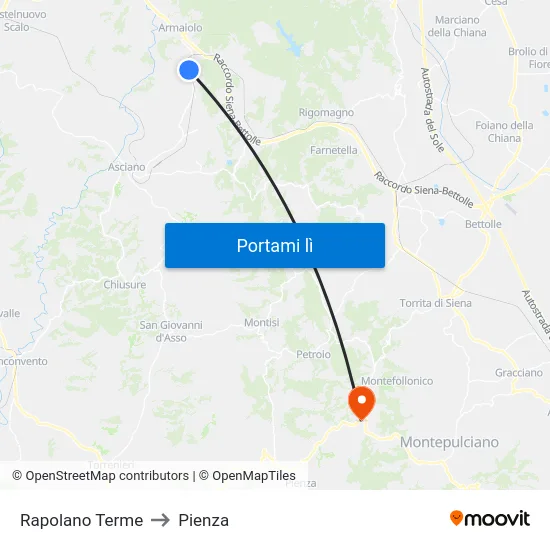 Rapolano Terme to Pienza map