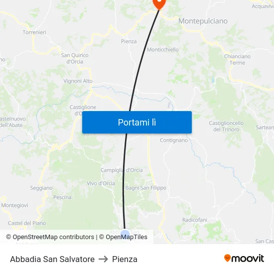 Abbadia San Salvatore to Pienza map