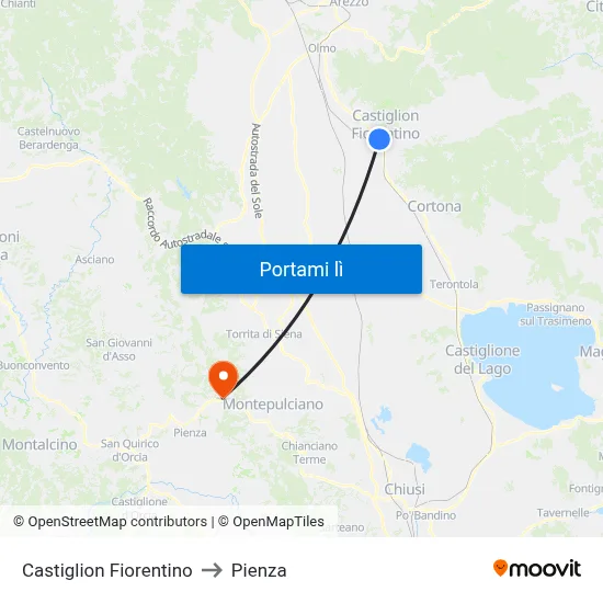 Castiglion Fiorentino to Pienza map