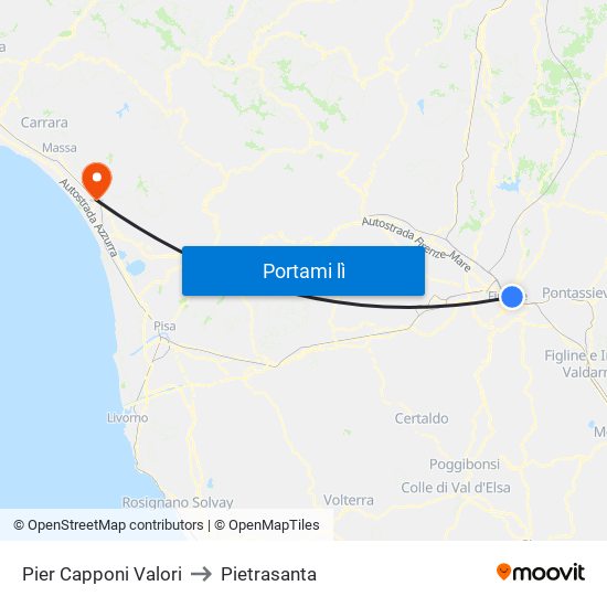 Pier Capponi Valori to Pietrasanta map