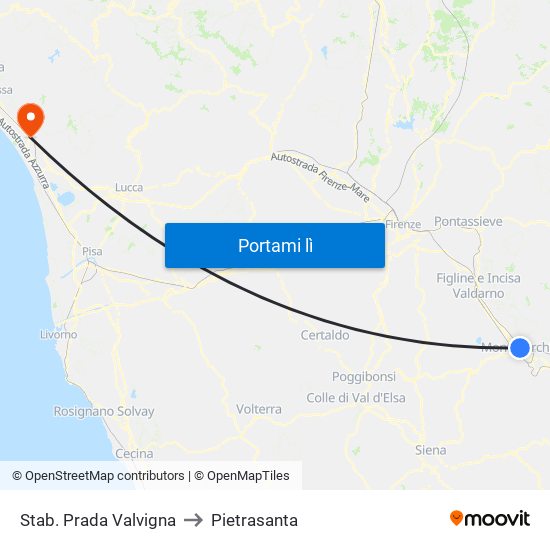Stab. Prada Valvigna to Pietrasanta map