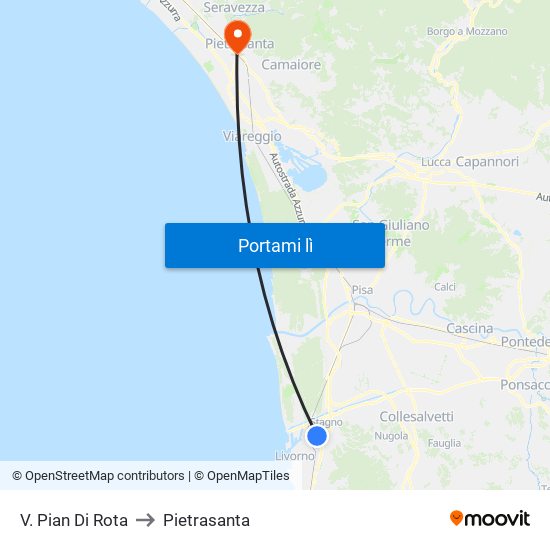 V. Pian Di Rota to Pietrasanta map