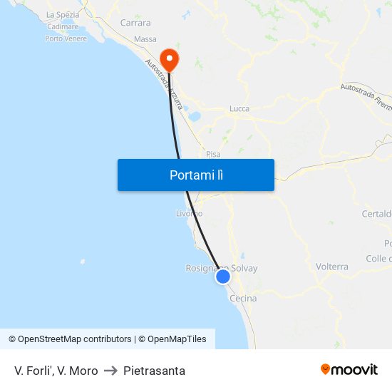 V. Forli',  V. Moro to Pietrasanta map