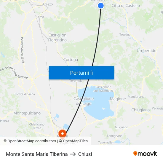 Monte Santa Maria Tiberina to Chiusi map