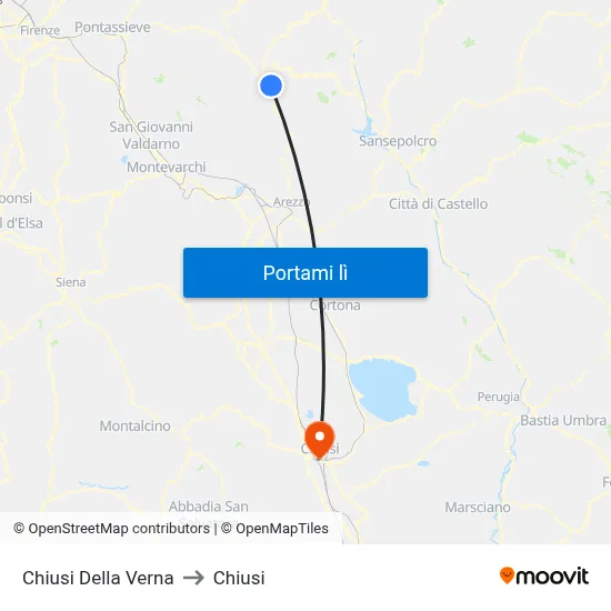 Chiusi Della Verna to Chiusi map