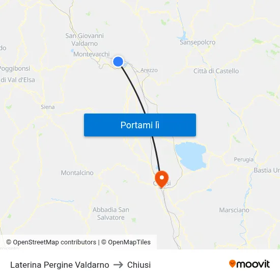 Laterina Pergine Valdarno to Chiusi map