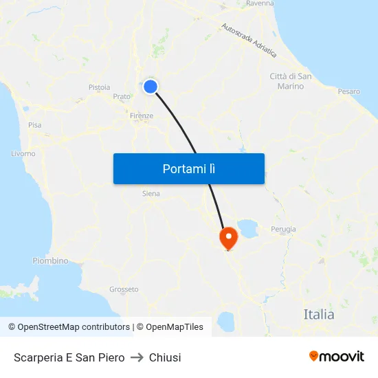 Scarperia E San Piero to Chiusi map