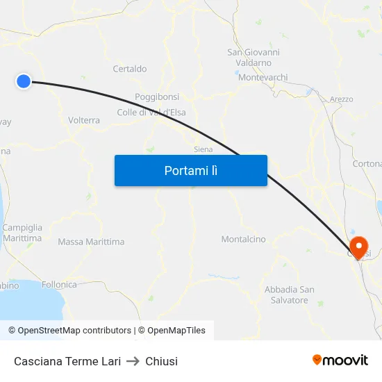 Casciana Terme Lari to Chiusi map