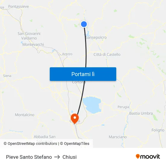 Pieve Santo Stefano to Chiusi map