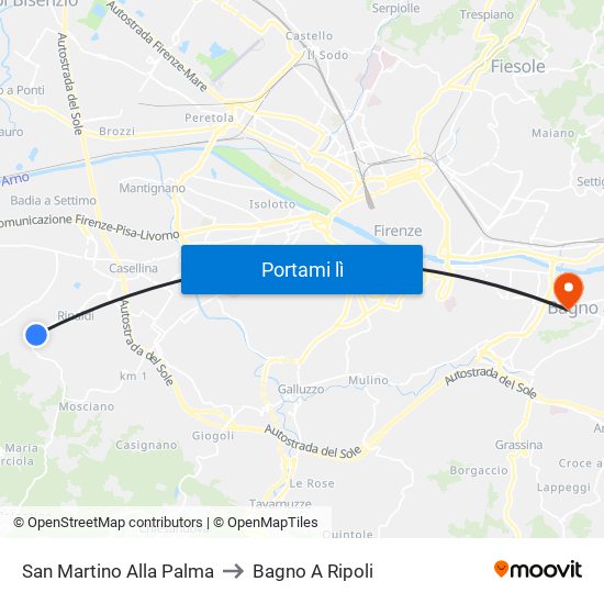 San Martino Alla Palma to Bagno A Ripoli map