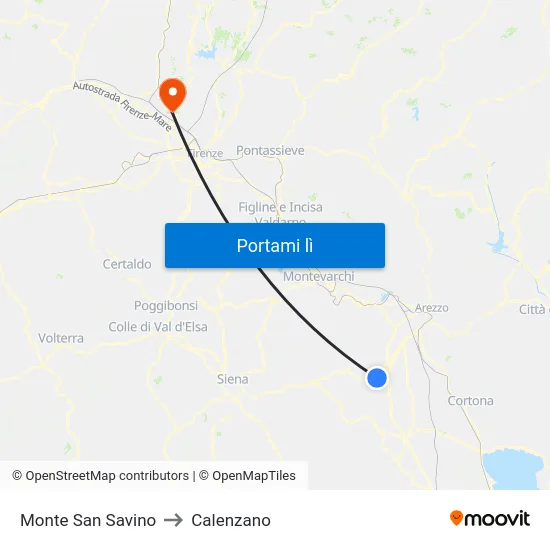 Monte San Savino to Calenzano map