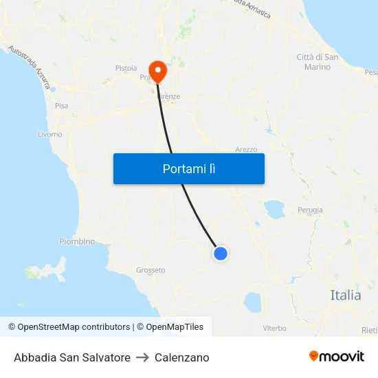 Abbadia San Salvatore to Calenzano map