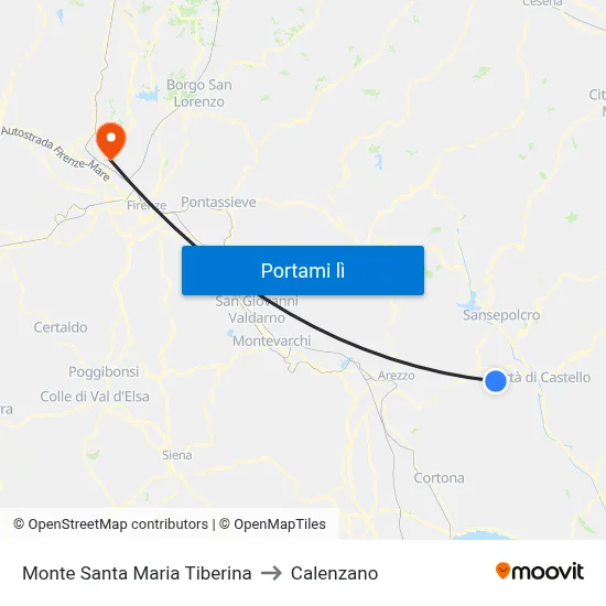 Monte Santa Maria Tiberina to Calenzano map