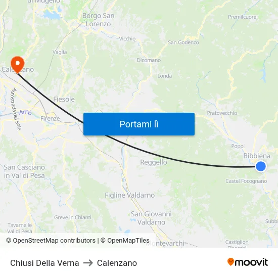 Chiusi Della Verna to Calenzano map