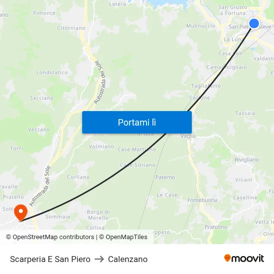 Scarperia E San Piero to Calenzano map