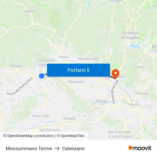 Monsummano Terme to Calenzano map