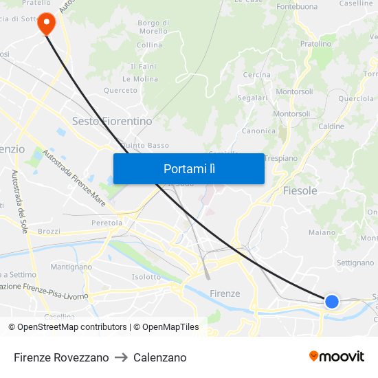 Firenze Rovezzano to Calenzano map