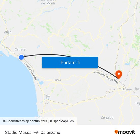 Stadio Massa to Calenzano map