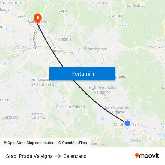 Stab. Prada Valvigna to Calenzano map