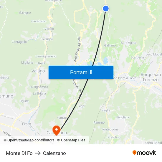 Monte Di Fo to Calenzano map