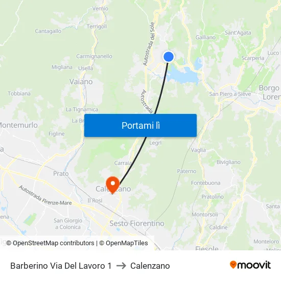 Barberino Via Del Lavoro 1 to Calenzano map