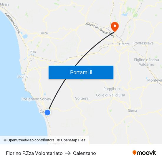 Fiorino P.Zza Volontariato to Calenzano map