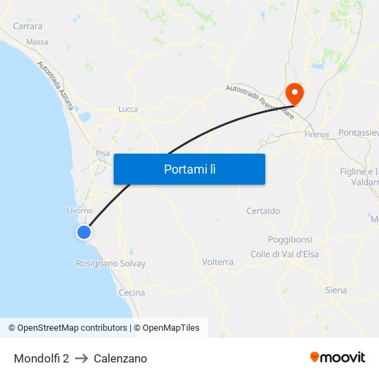 Mondolfi 2 to Calenzano map