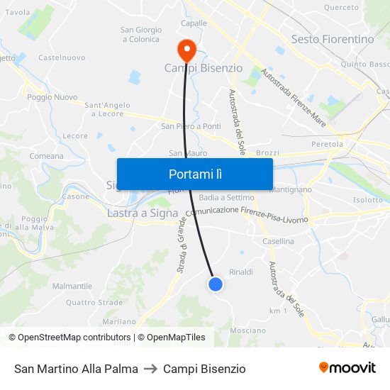 San Martino Alla Palma to Campi Bisenzio map
