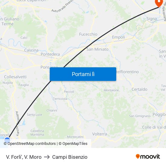 V. Forli',  V. Moro to Campi Bisenzio map