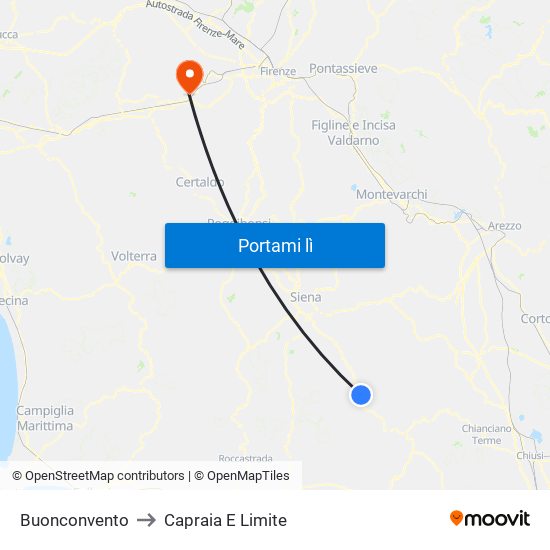 Buonconvento to Capraia E Limite map