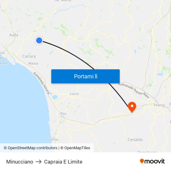 Minucciano to Capraia E Limite map