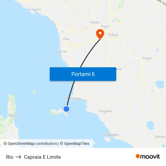 Rio to Capraia E Limite map