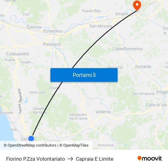 Fiorino P.Zza Volontariato to Capraia E Limite map