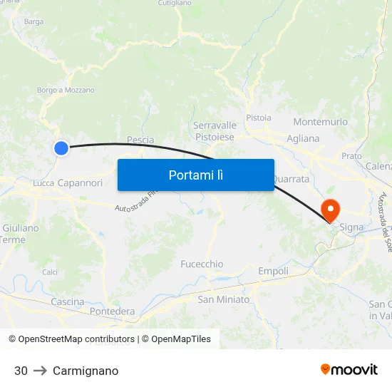 30 to Carmignano map