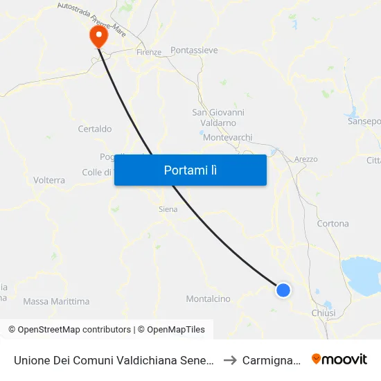 Unione Dei Comuni Valdichiana Senese to Carmignano map