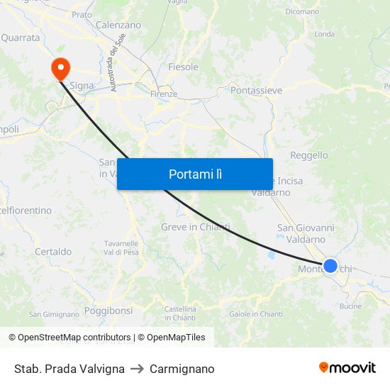 Stab. Prada Valvigna to Carmignano map