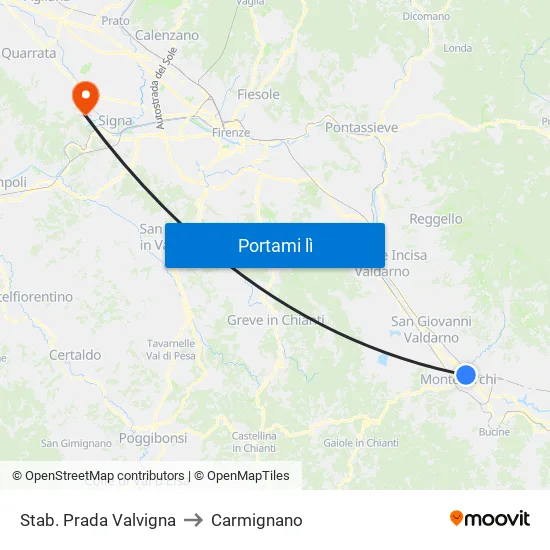 Stab. Prada Valvigna to Carmignano map