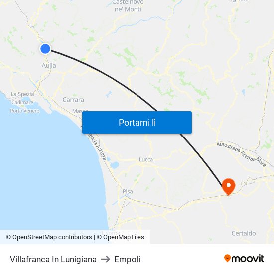 Villafranca In Lunigiana to Empoli map