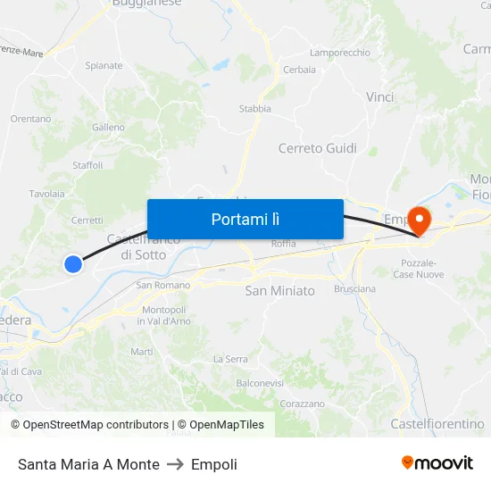 Santa Maria A Monte to Empoli map